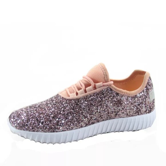 Forever Link Shoes - Women's Fahsion Sparkling Glitter Lace Up Light Weight Sneaker Shoes